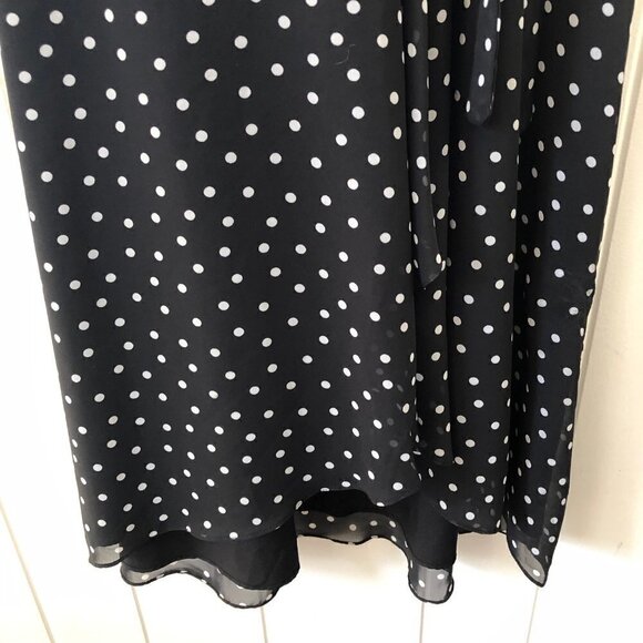Bar III Black Polka Dot Wrap Dress with Modesty Hook & Eye Closure - Picture 7 of 13